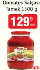 TAMEK DOMATES SALÇASI 1,5 KG fiyat ve kampanya bilgisi